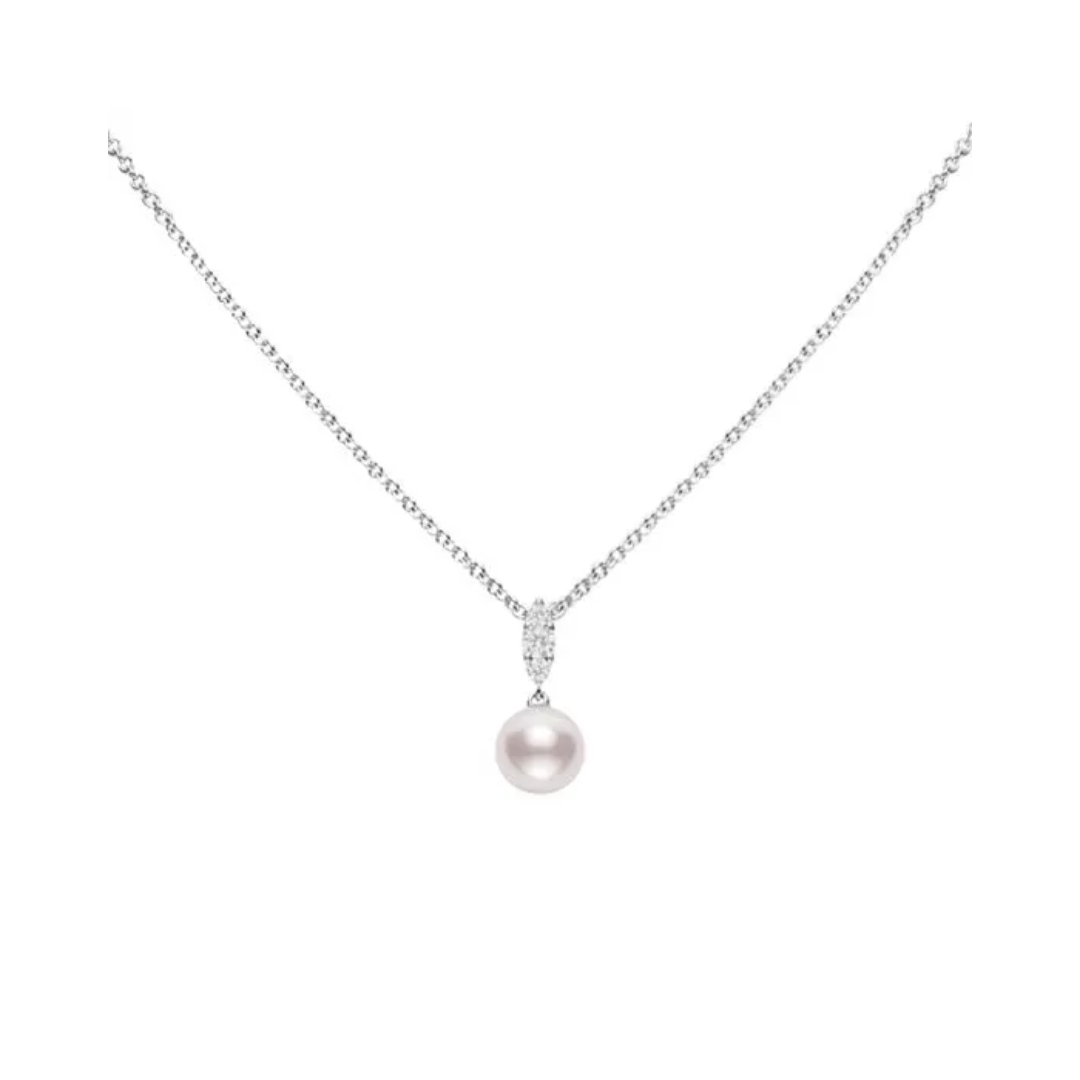 Mikimoto Morning Dew 7.5mm "A+" Akoya Cultured Pearl Pendant Necklace in White Gold 0
