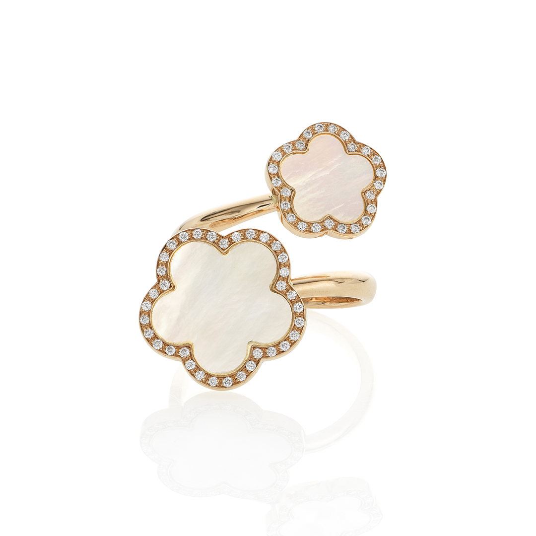 Mother of Pearl Floral Bypass Ring 0