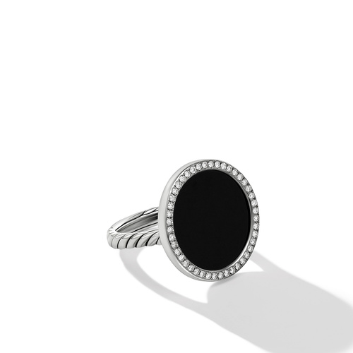 David Yurman DY Elements Ring with Black Onyx and Pave Diamonds, size 6.5 0