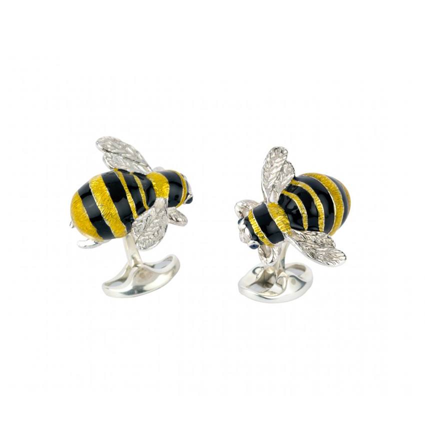 Sterling Silver & Enamel Bumble Bee Cuff Links 0