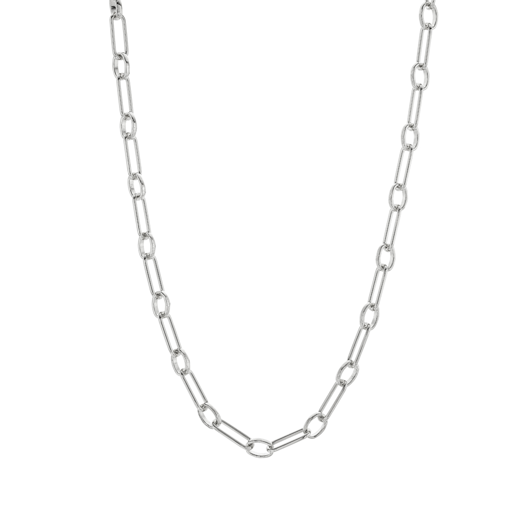 Sterling Silver Paperclip and Oval Link Chain Necklace 0