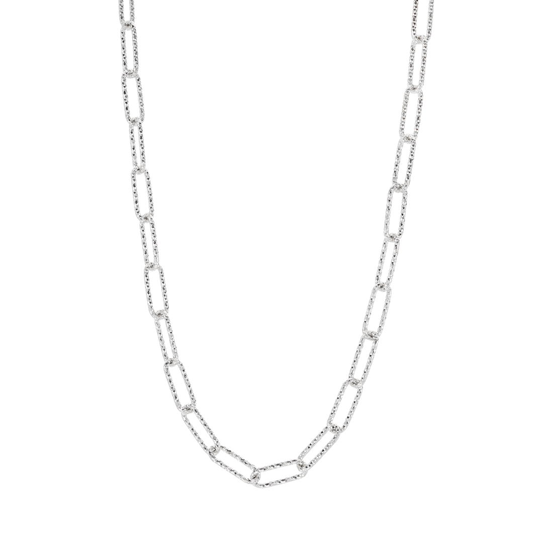 Sterling Silver Diamond Cut Paperclip Necklace 0