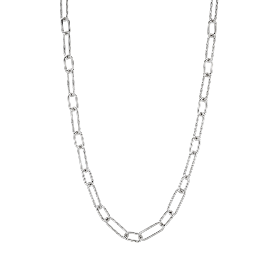 Sterling Silver Twisted Paperclip Link Necklace 0