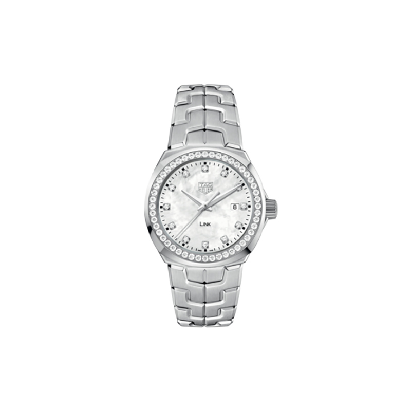 TAG Heuer Ladies Link Quartz Watch with Mother of Pearl Dial and Diamond Case 0