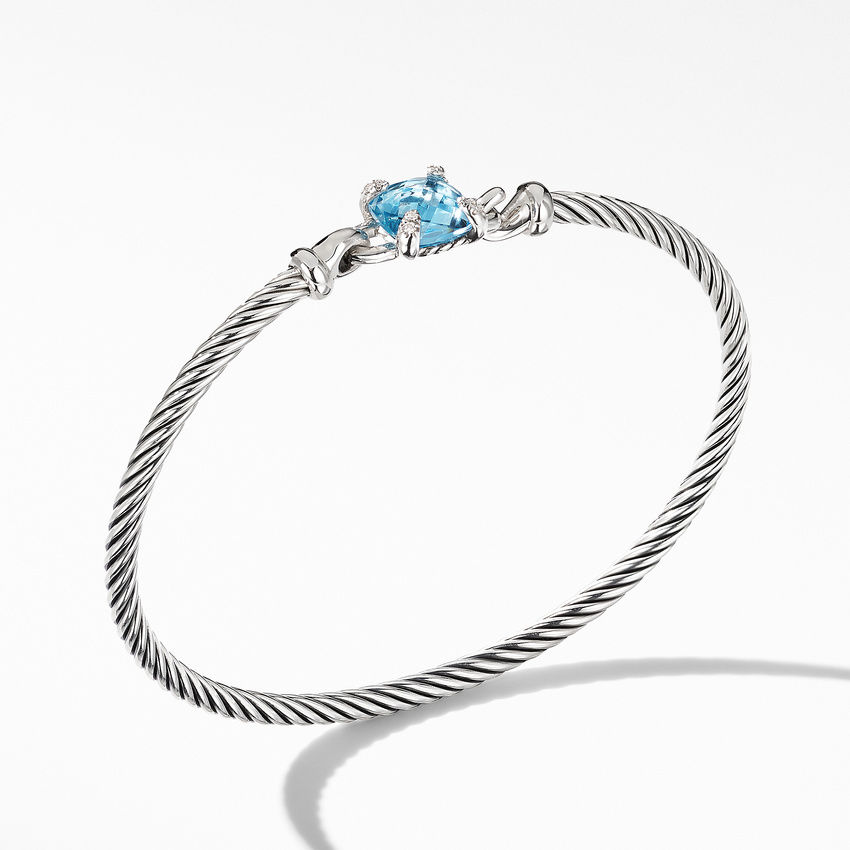 David Yurman Chatelaine Bracelet with Blue Topaz and Diamonds 0