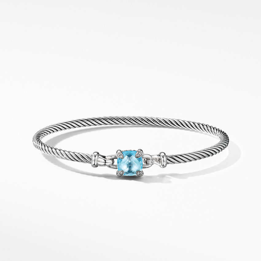 David Yurman Chatelaine Bracelet with Blue Topaz and Diamonds 1