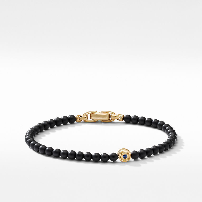 David Yurman Spiritual Beads Evil Eye Bracelet with Black Onyx, Sapphires and 18K Yellow Gold 0