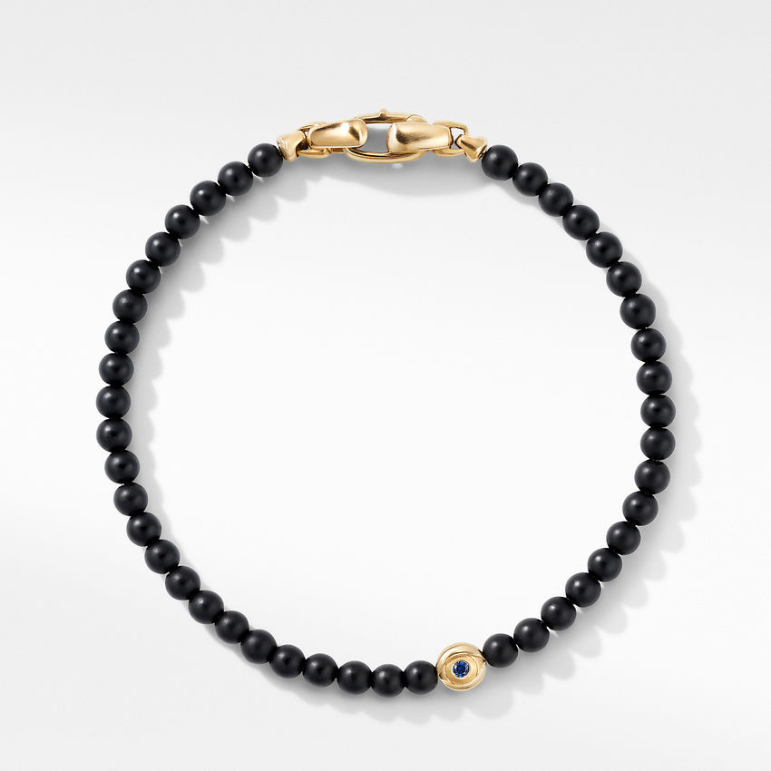 David Yurman Spiritual Beads Evil Eye Bracelet with Black Onyx, Sapphires and 18K Yellow Gold 1