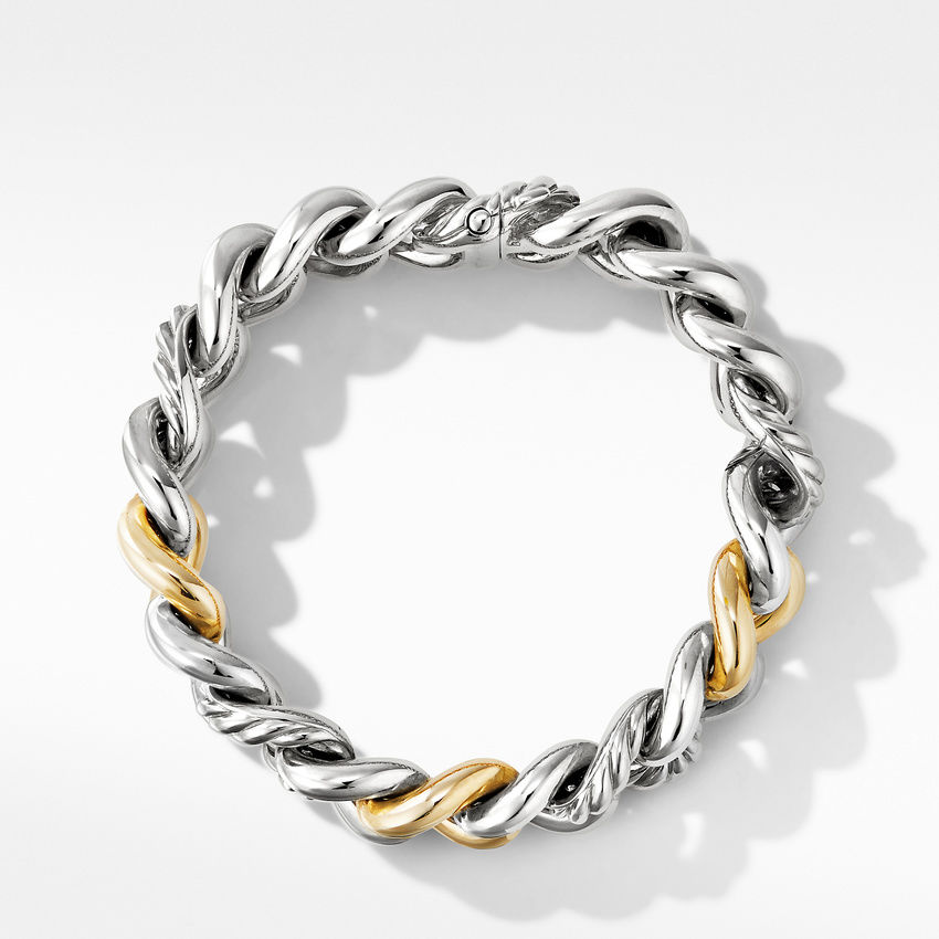 David Yurman Curb Chain Bracelet with 14K Yellow Gold, size Large 1