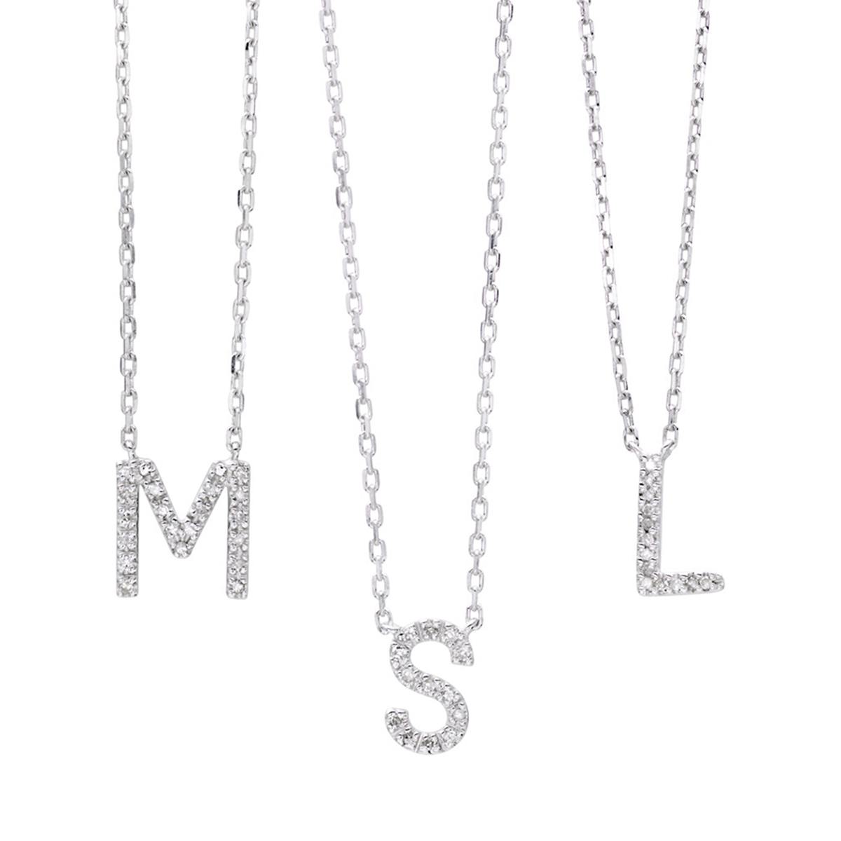 Sterling Silver and Diamond Initial Pendant Necklace 0