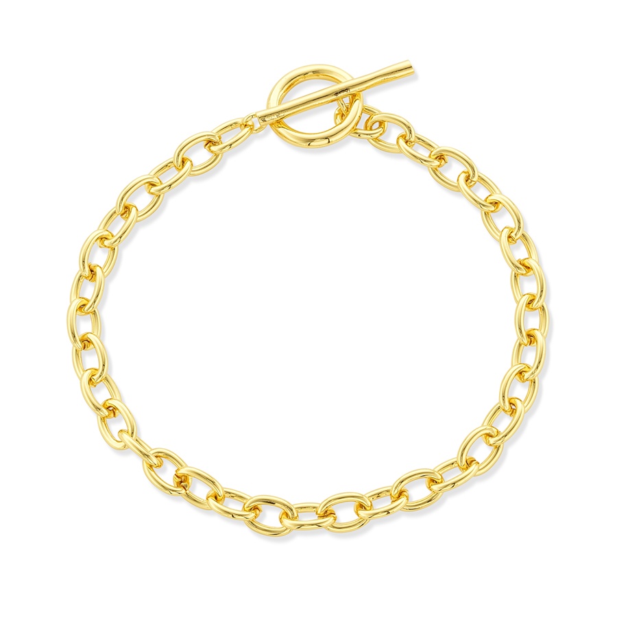 Oval Polished Chain Link Toggle Bracelet | Front View