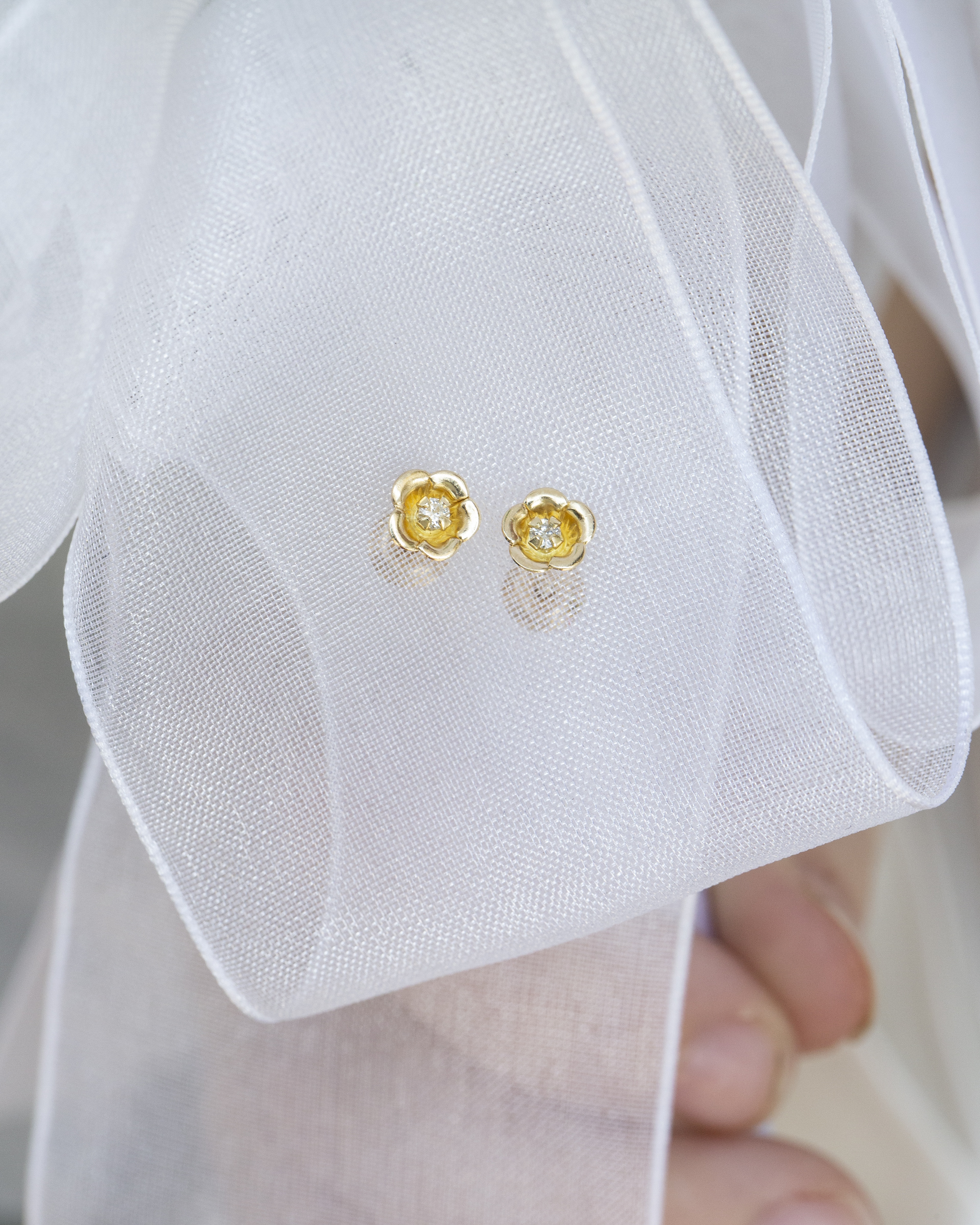 Child's Diamond Flower Earrings 2
