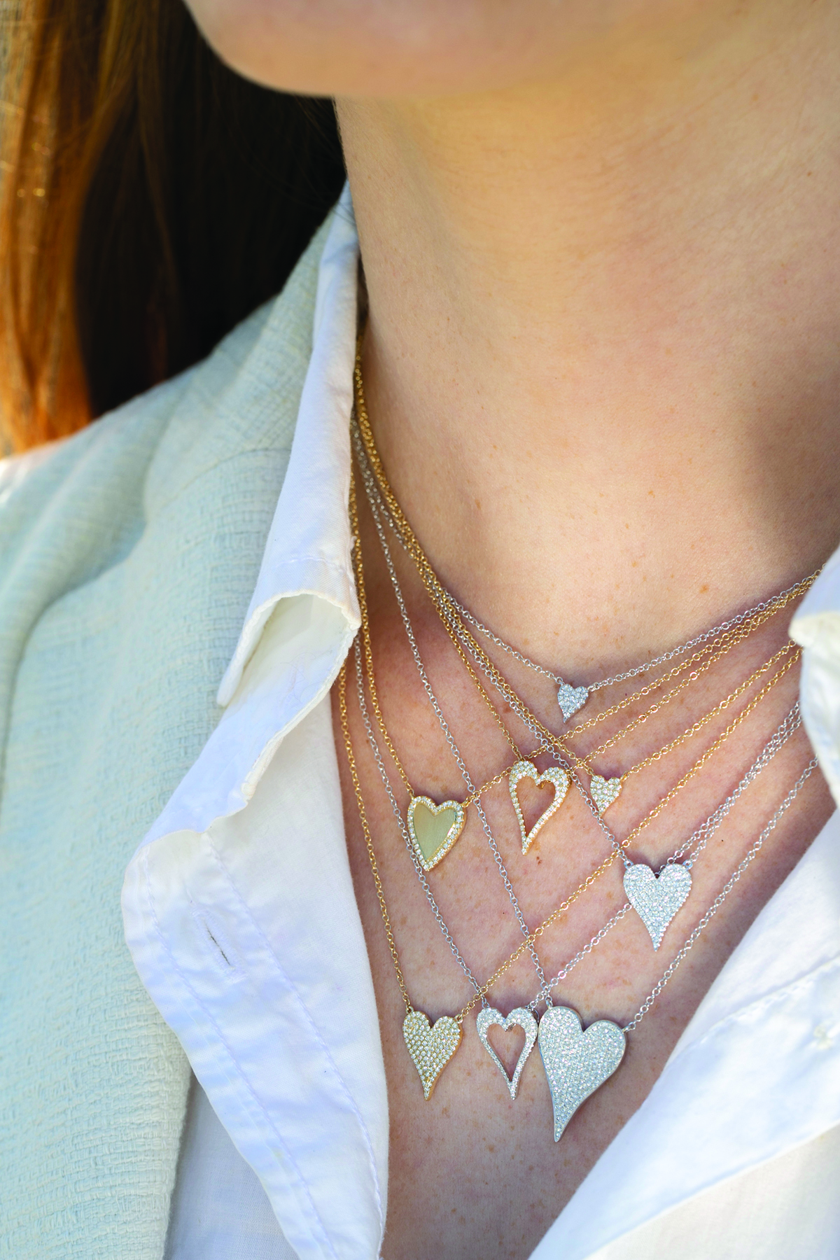 White Gold & Diamond Modern Heart Pendant Necklace 1