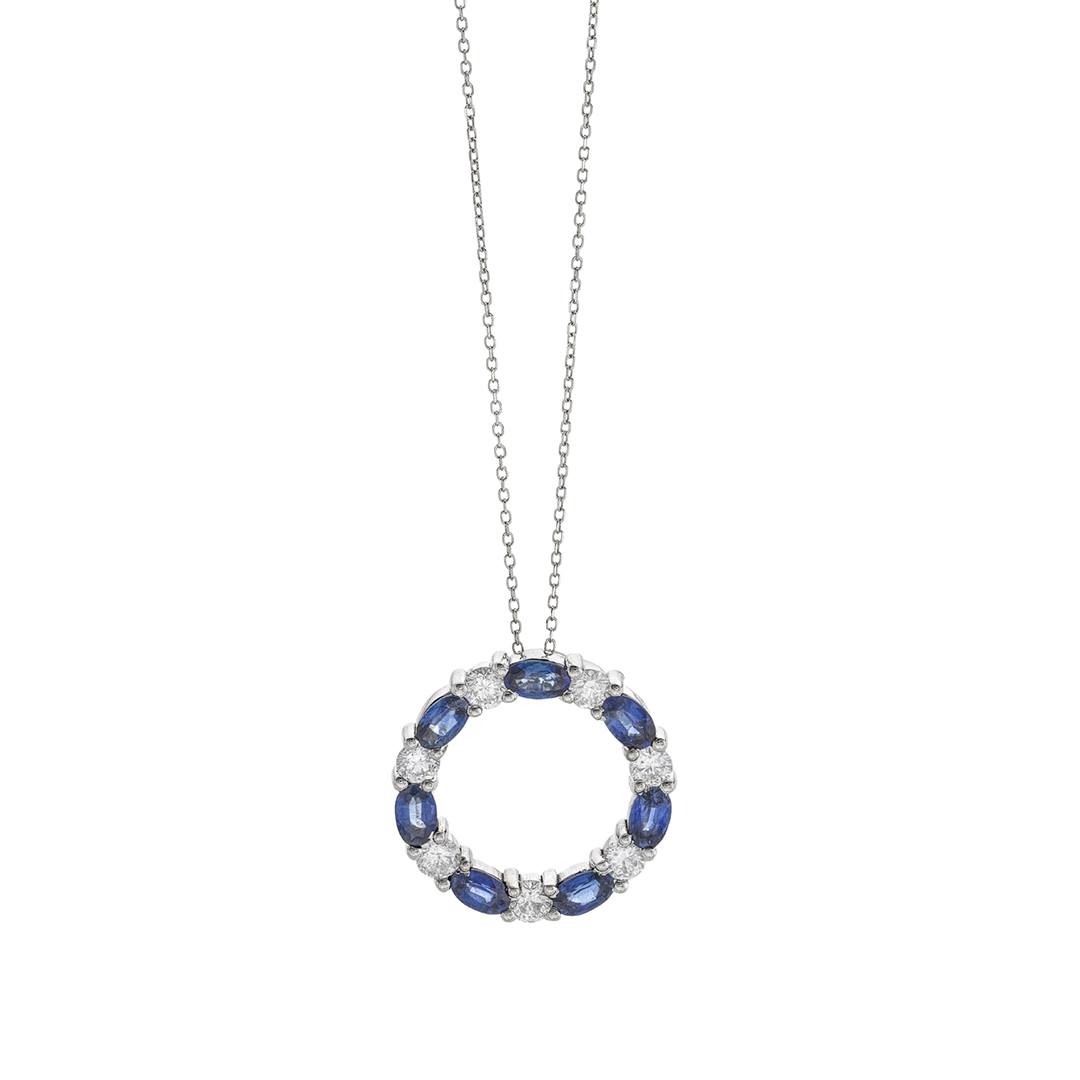 Open Circle Diamond and Sapphire Necklace 0
