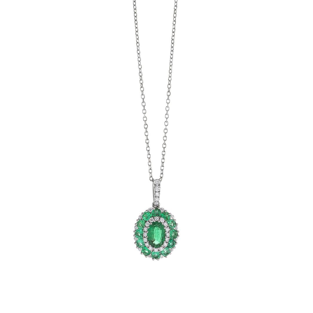 Emerald and Diamond Pendant Necklace 0