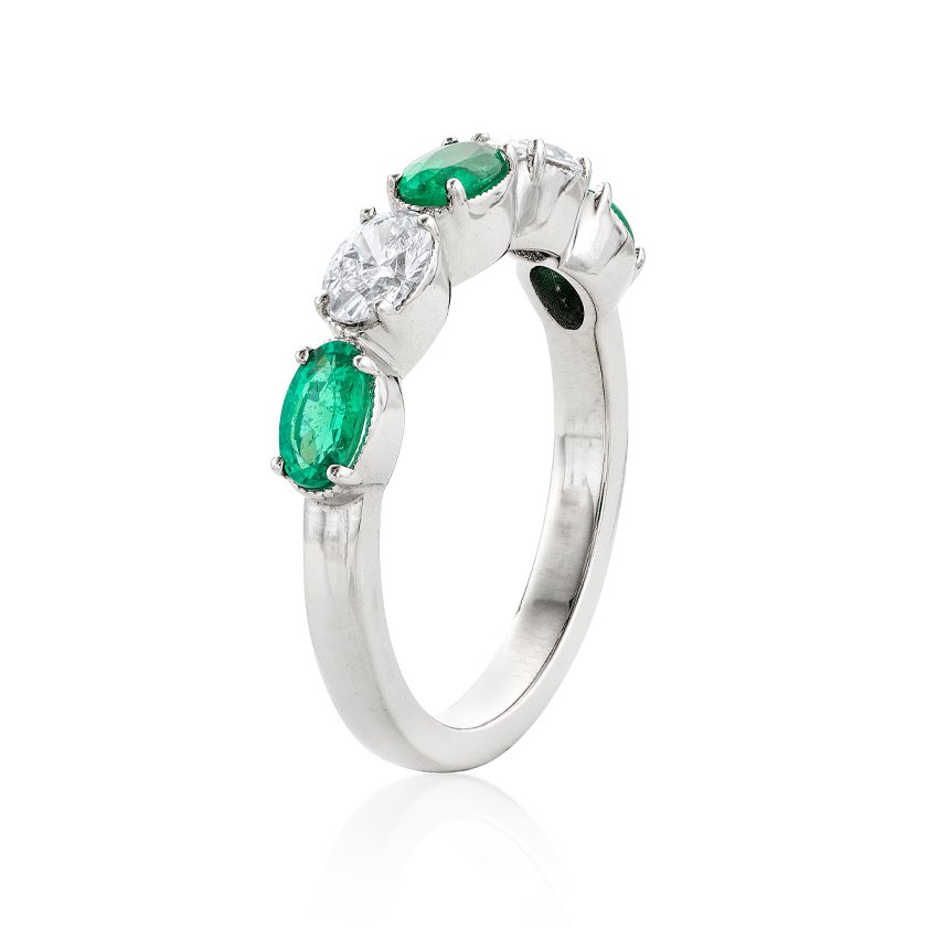 Oval Emerald and Diamond Band 1