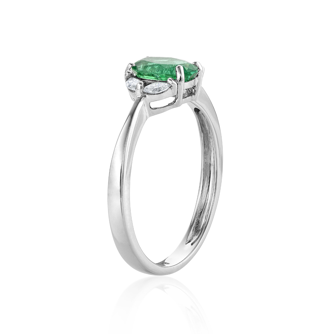 Oval Emerald Ring with Marquise Diamonds 0