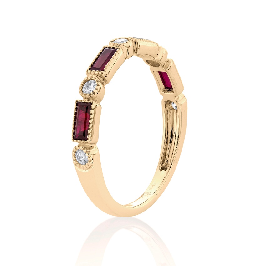 Baguette Ruby & Round Diamond Band 1