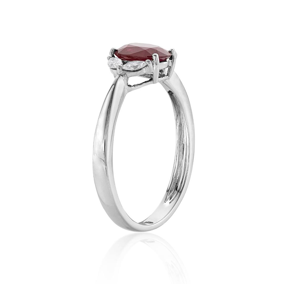 Oval Ruby Ring with Marquise Diamonds 0