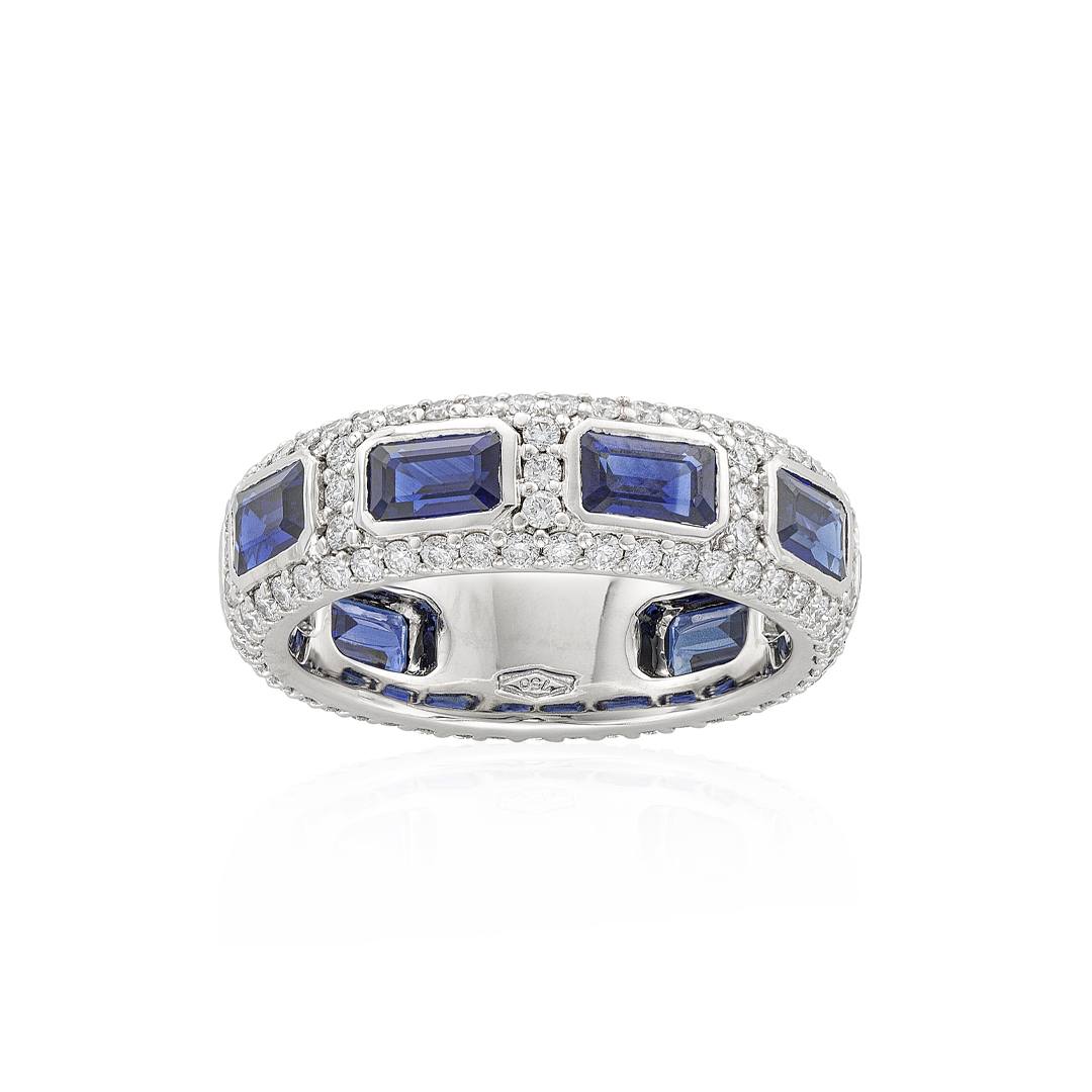 Diamond Band with Sapphire Accents 0