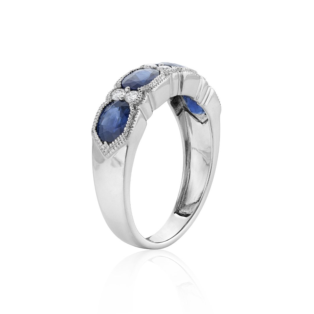 Oval Sapphire Ring with Round Diamonds 0