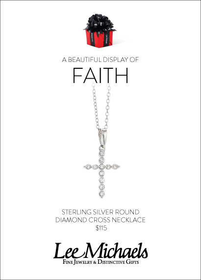 Sterling Silver Round Diamond Cross Necklace 1