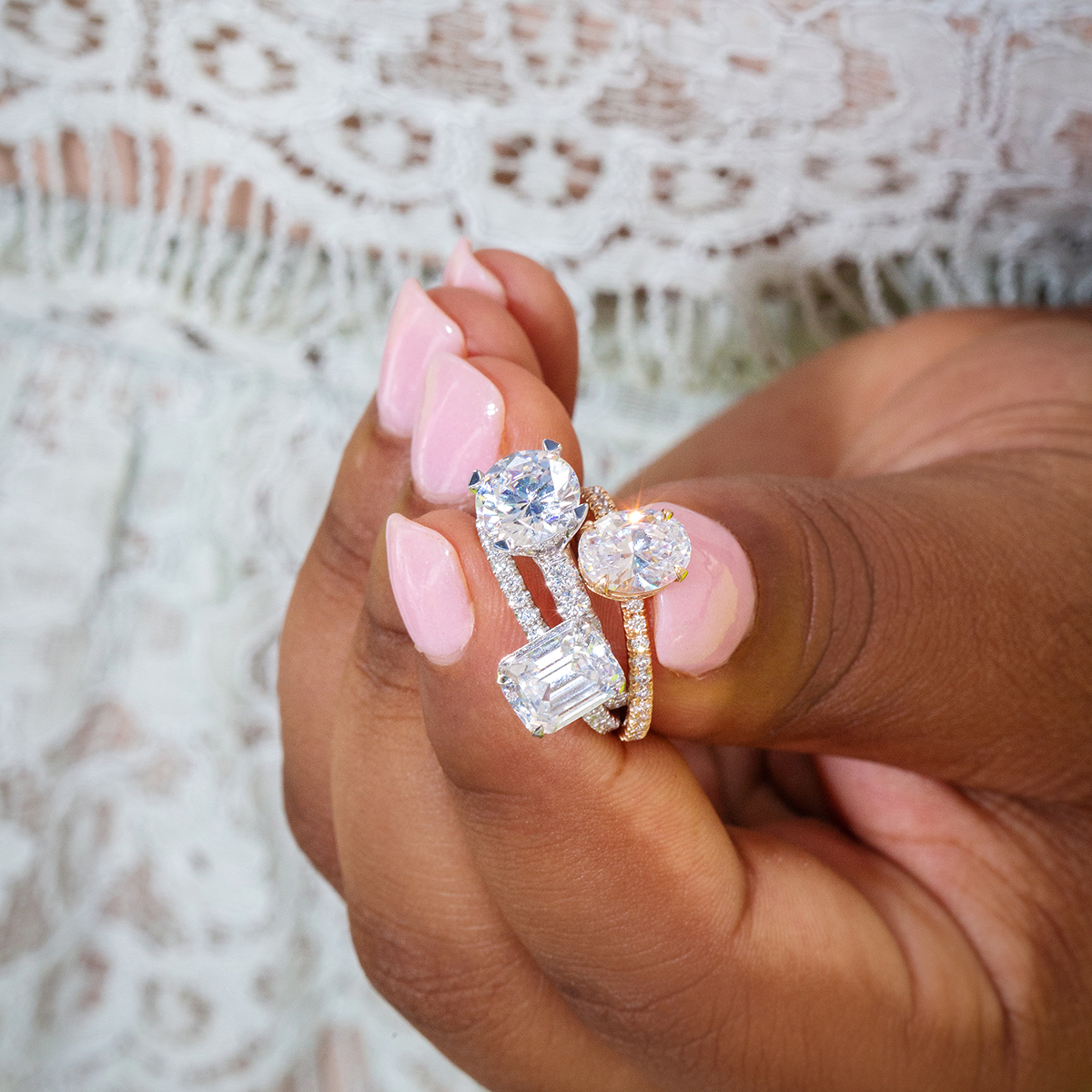 White Gold & Emerald Cut Diamond Engagement Ring Setting 2