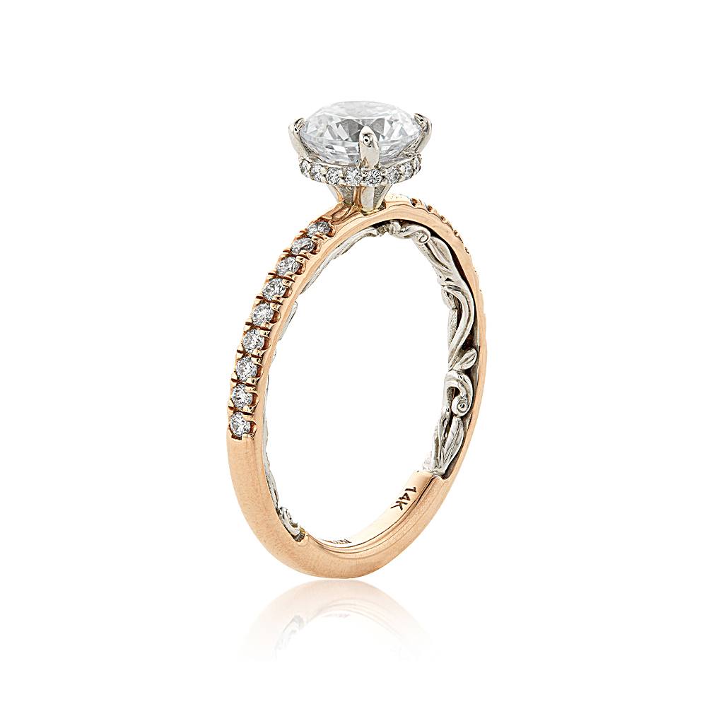 Hidden Halo Carved Diamond Semi-Mount Engagement Ring 1