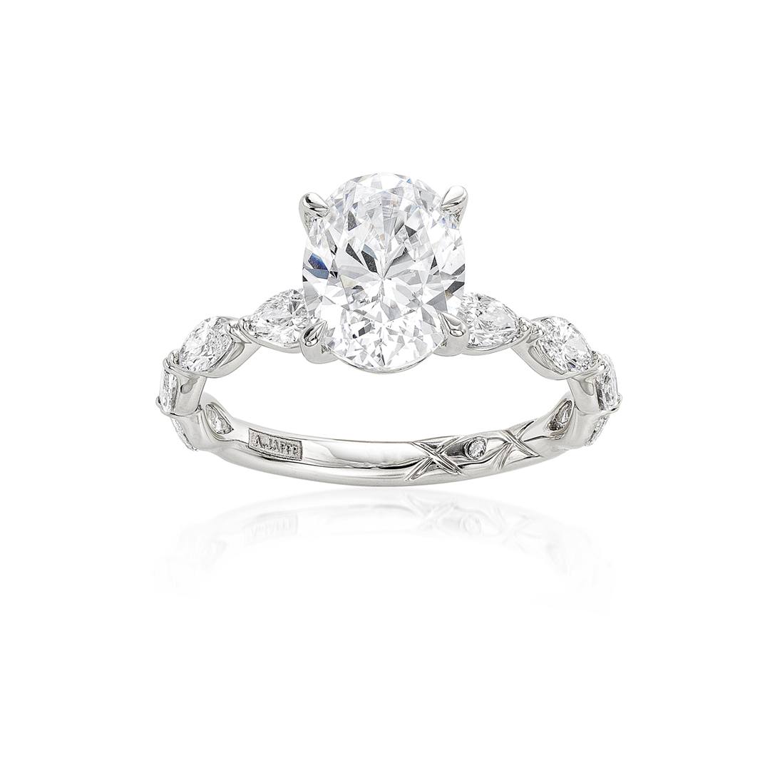 A. Jaffe Four Prong Oval Center Semi-Mount Engagement Ring
