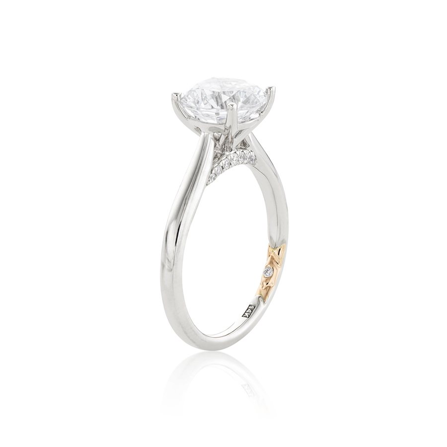 A. Jaffe Solitaire Round Center Semi-Mount Engagement Ring with Peek-A-Boo Diamonds