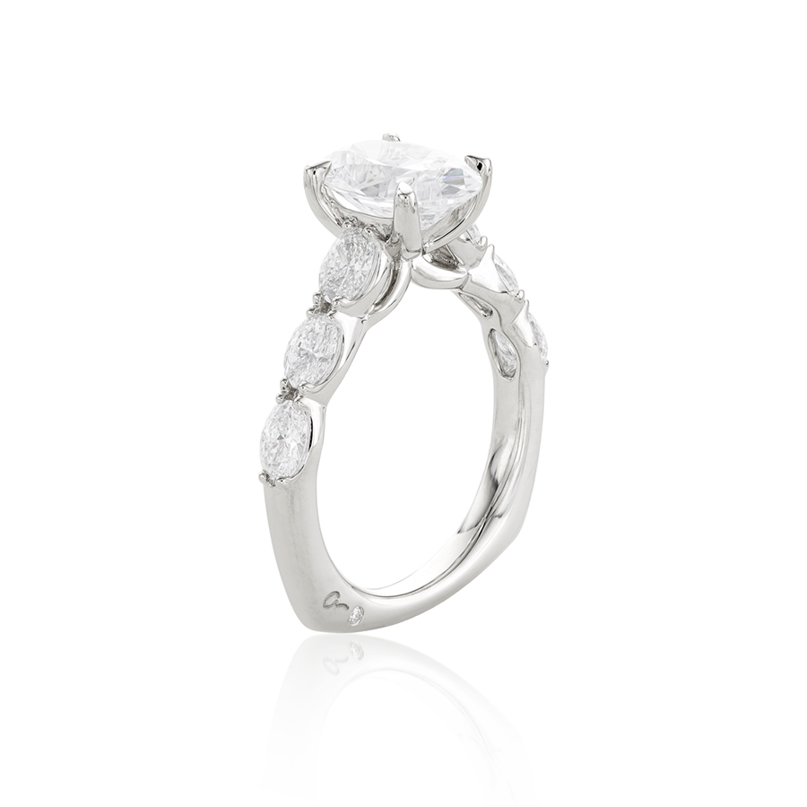 A. Jaffe Oval Cut Diamond Semi-Mount Engagement Ring with Signature Shank
