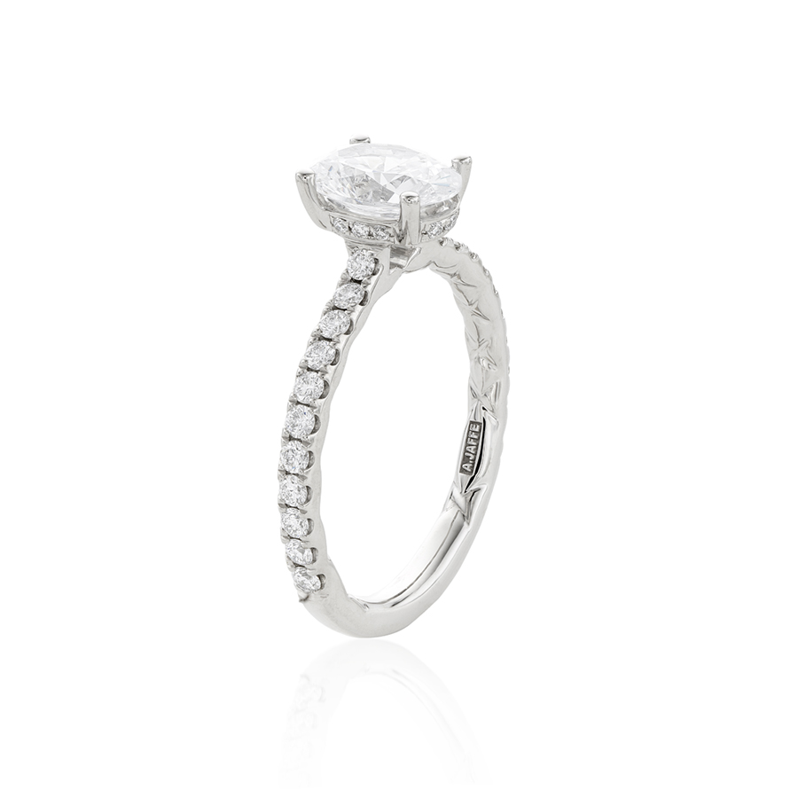 A. Jaffe Diamond Pave Semi-Mount Engagement Ring with Quilted Interior
