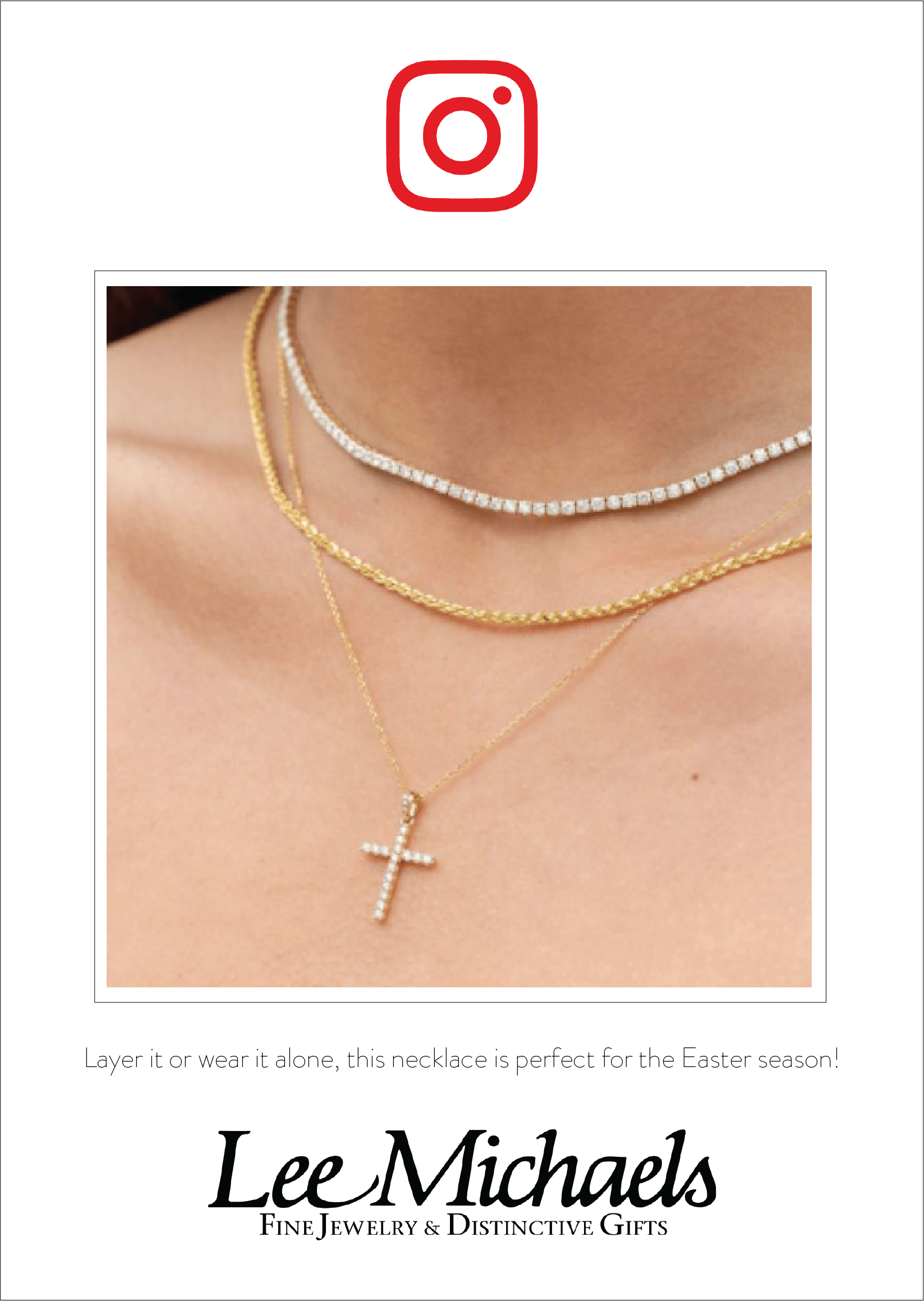 Stacked Neck with Diamond Cross for Easter Giveaway