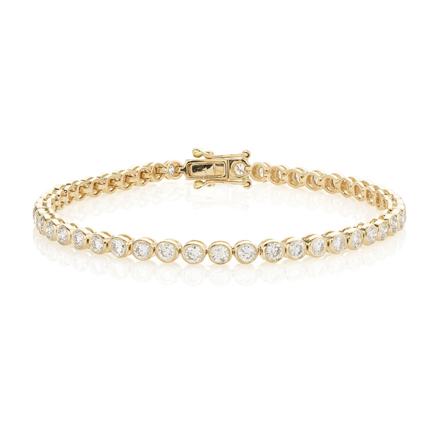3.20 CT bezel Set Round Diamond Line Bracelet | Lee Michaels Fine Jewelry
