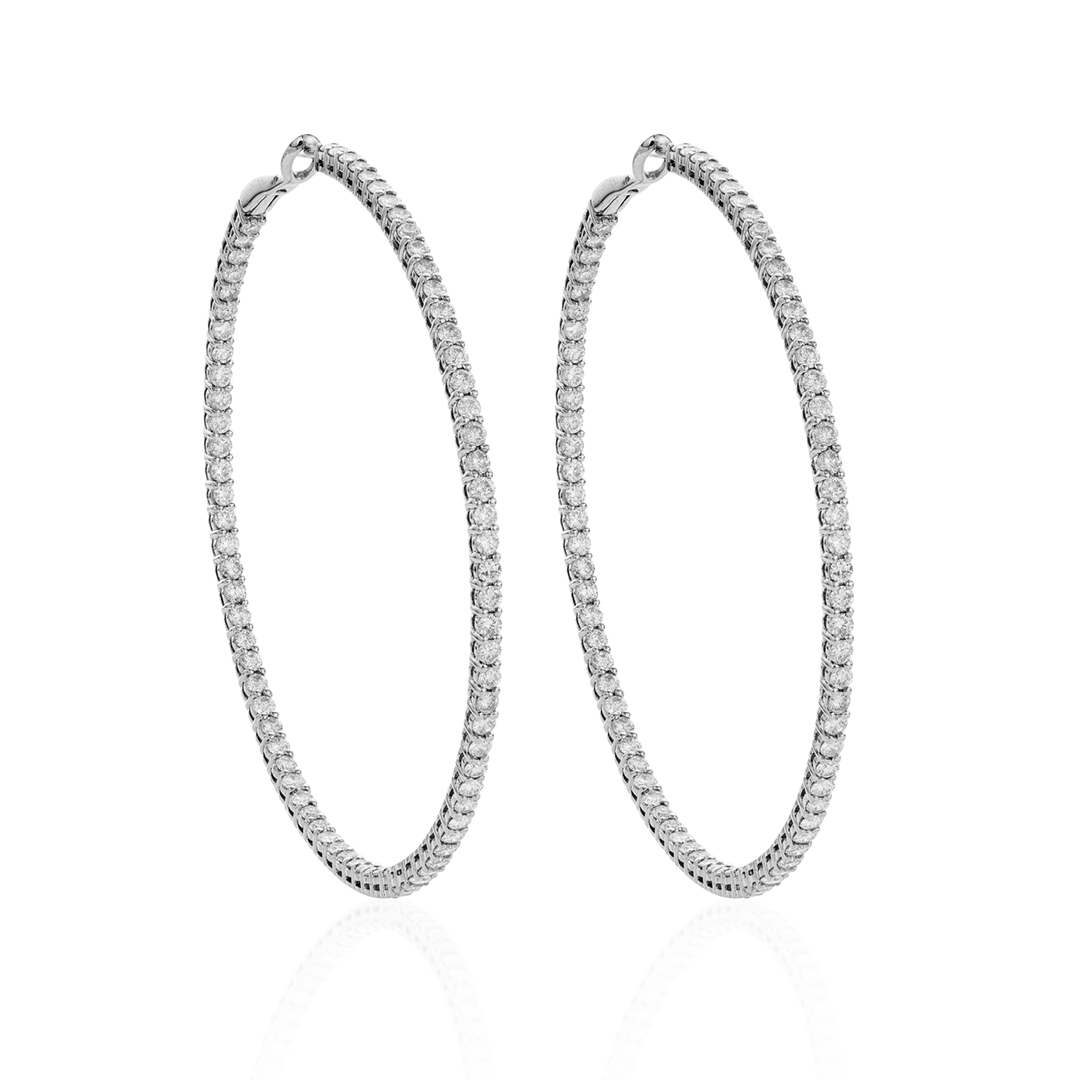 White Gold 5.44 CTW 64mm Diamond Hoop Earrings 0