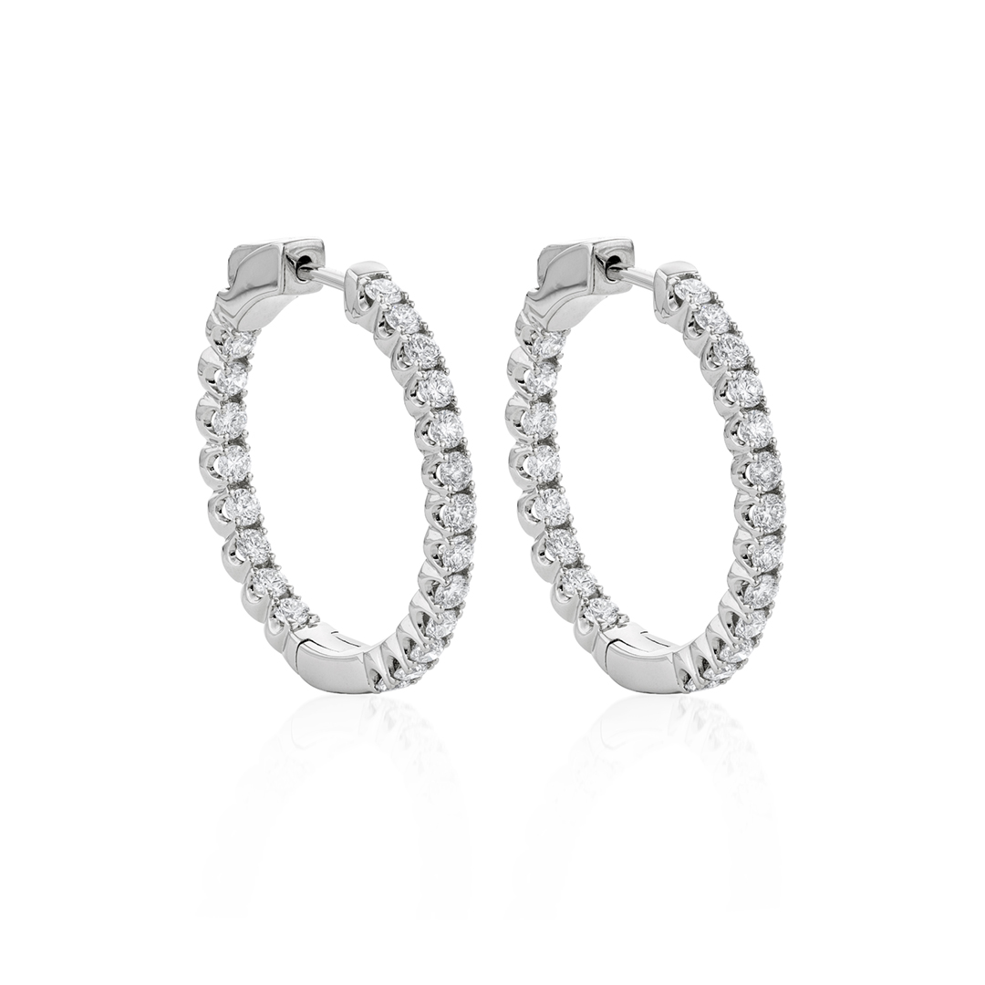 1.11 CTW Round Diamond In and Out Hoop Earrings 0