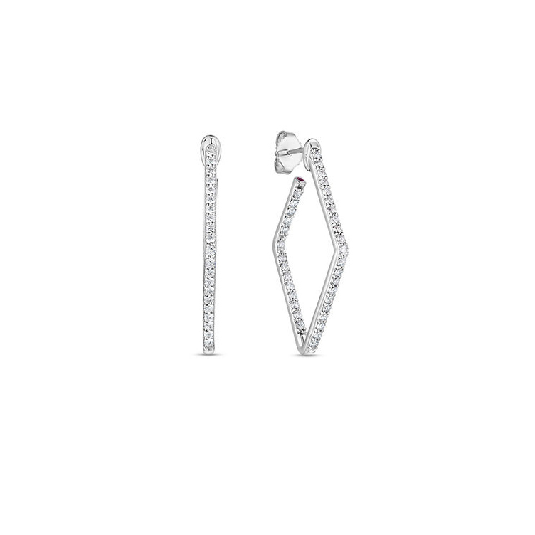 Roberto Coin 18K Square Shaped Diamond Hoop Earrings 0