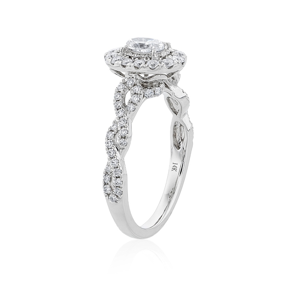 White Gold Double Halo Diamond Engagement Ring 1