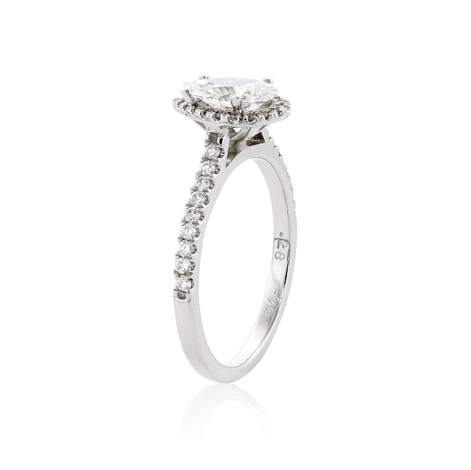 0.70 Ct Pear Shaped Halo Diamond Engagement Ring 1