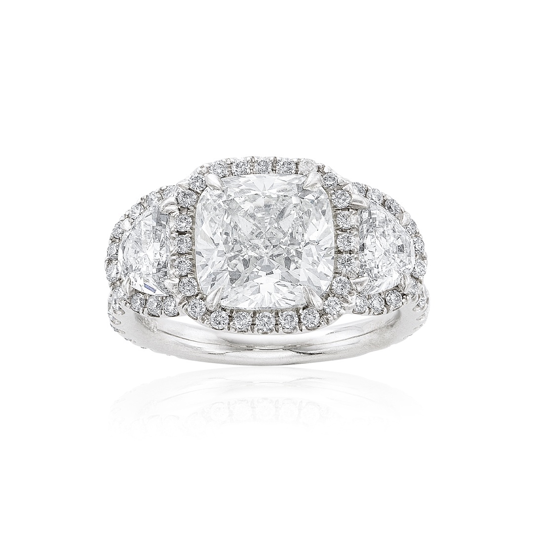 4.14 CTW Cushion Cut Platinum Gia Diamond Engagement Ring 0