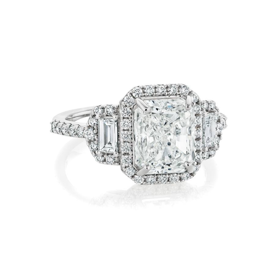 3.02 CT Radiant Cut Diamond White Gold Engagement Ring 0