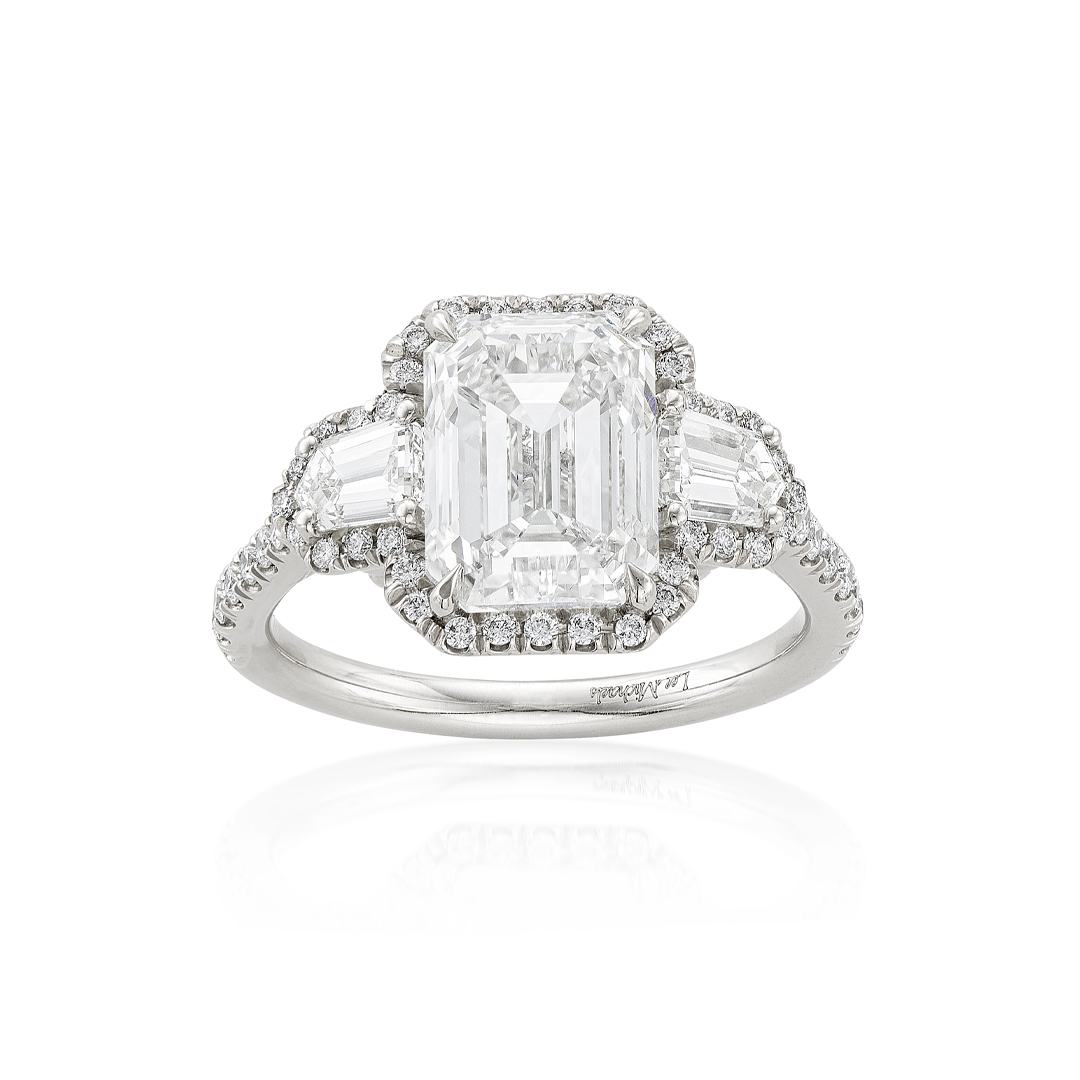 4.01 Carat Emerald Cut Diamond Engagement Ring 0