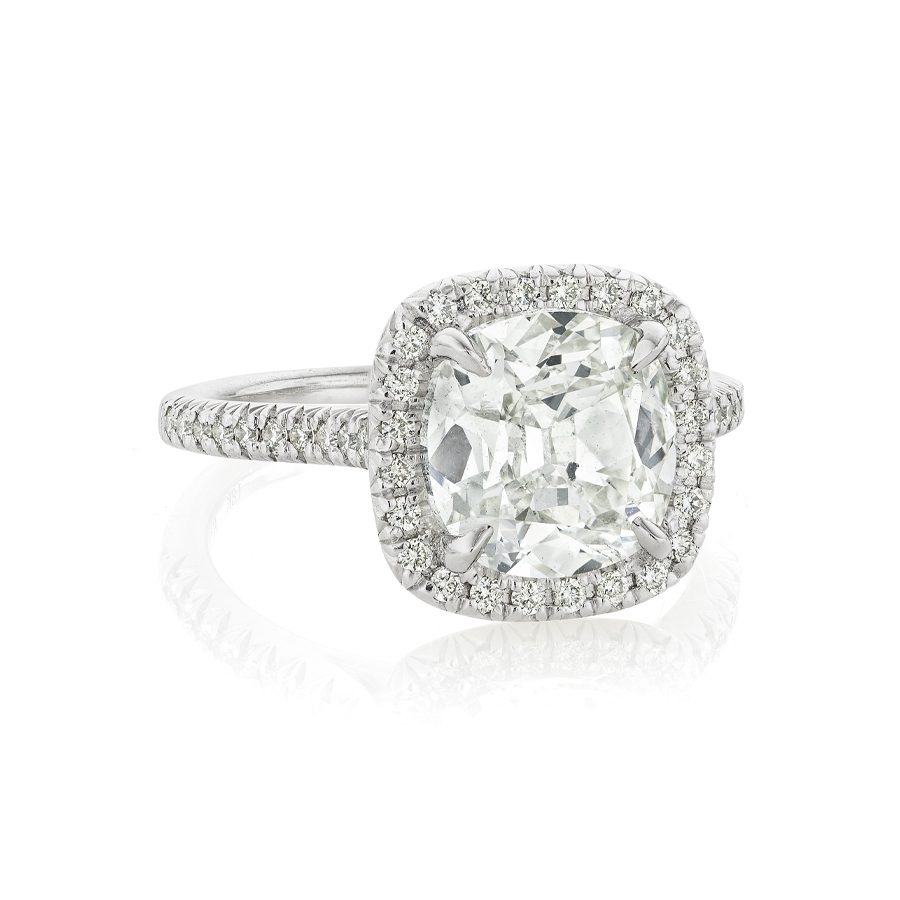 3.15 CT Cushion Cut Diamond White Gold Engagement Ring 0