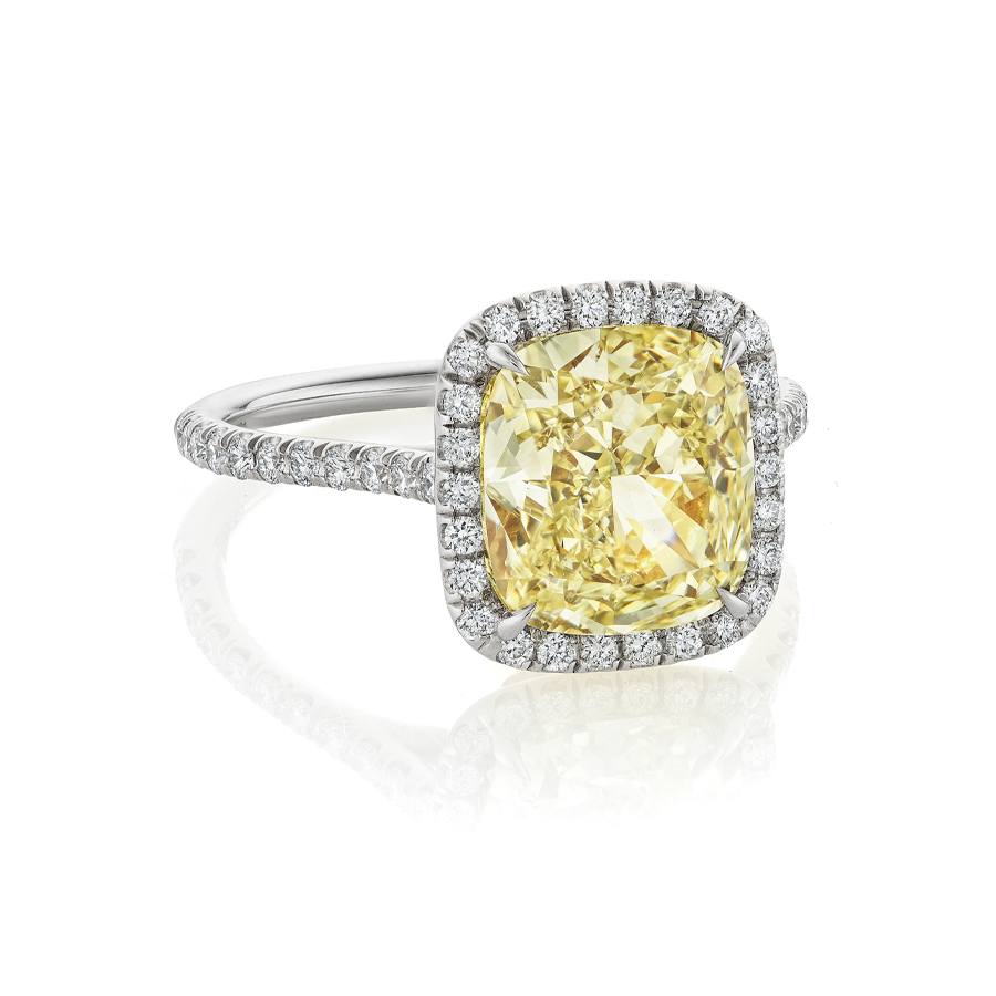 3.87 CT Cushion Cut Yellow Gold Diamond Engagement Ring 0