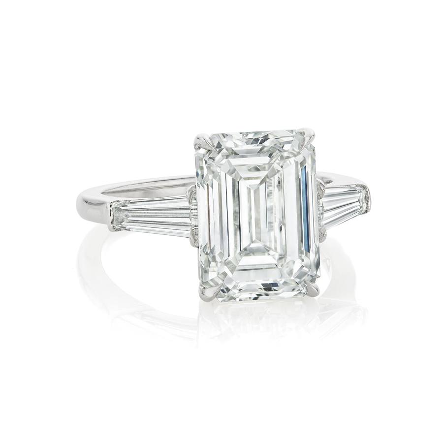 6.01 CT Emerald Cut Diamond Platinum Engagement Ring 0