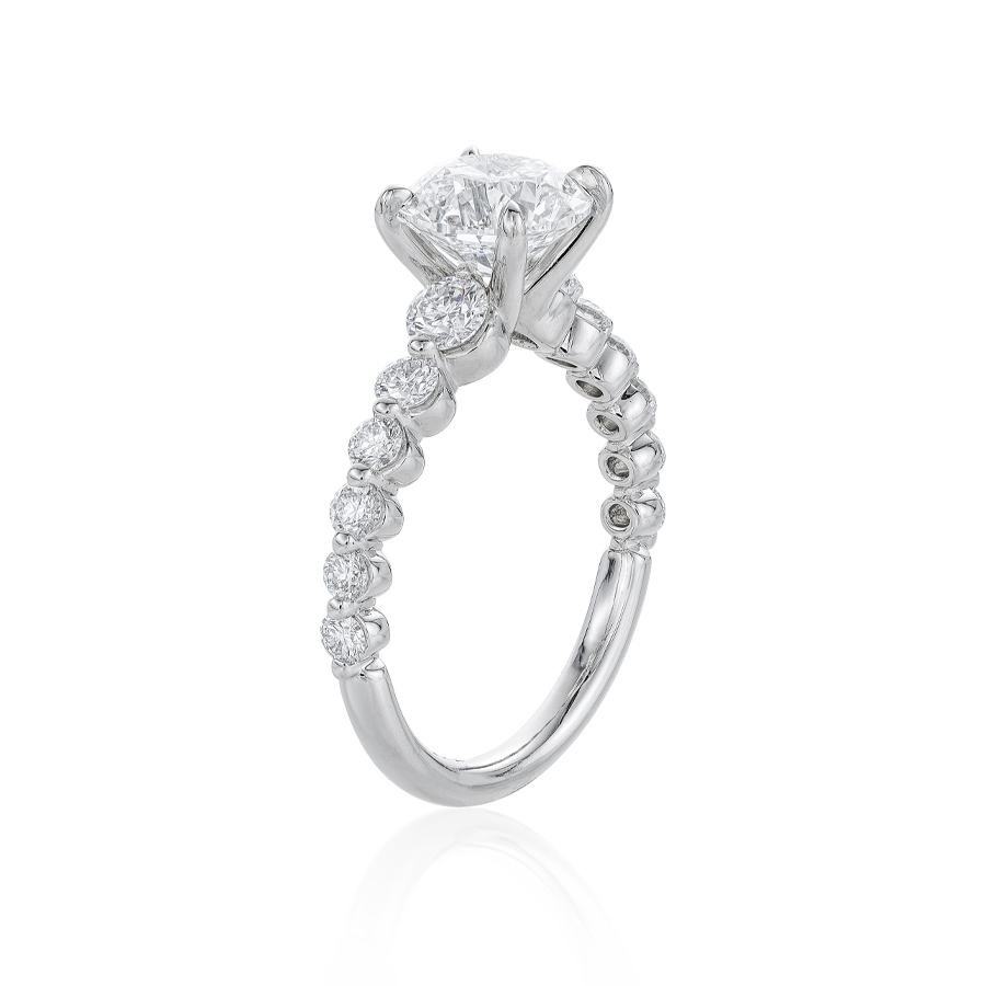2.00 CT Round Diamond Engagement Ring with Gradated Diamond Accent Shank 1