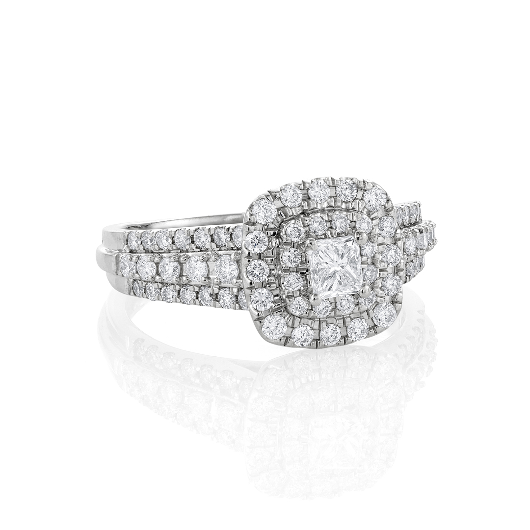 1.00 CTW Princess Cut Diamond Bridal Ring Set 2