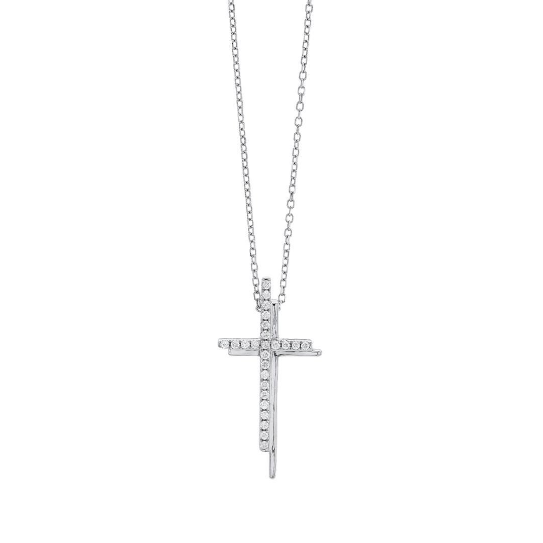Diamond and Polished Cross Pendant Necklace 0