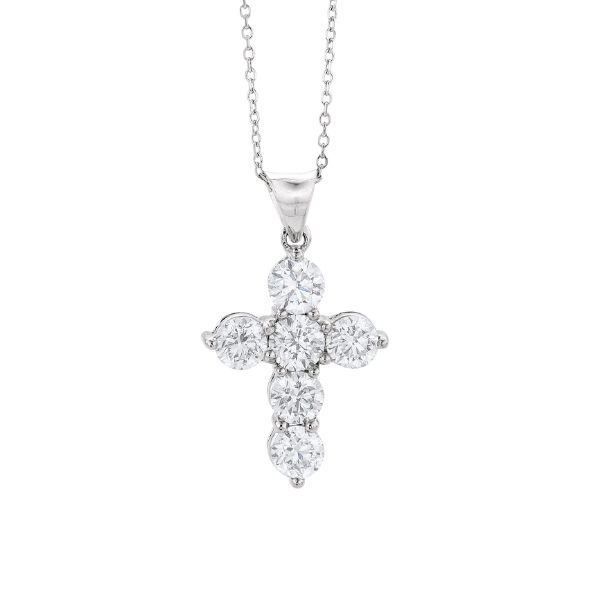 2.00 CTW White Gold Diamond Cross Pendant Necklace 0