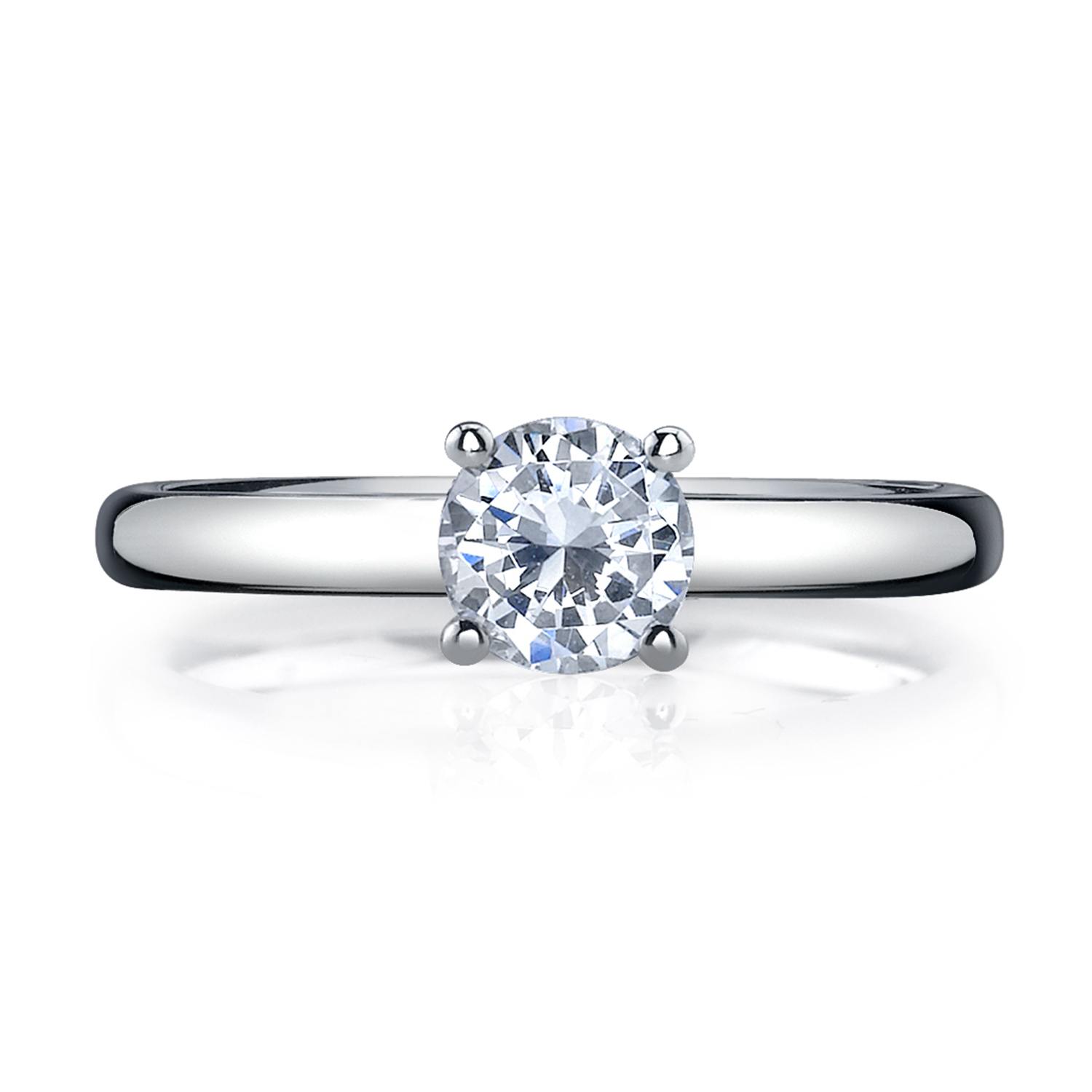 White Gold 1.00 Carat Round Diamond Solitaire Engagement Ring 0